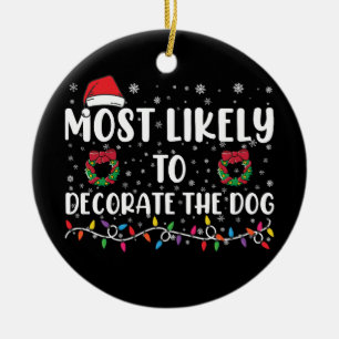 Adorno De Cerámica Más Probable Que Decore Al Perro Con La Navidad A