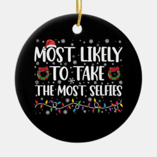 Adorno De Cerámica Más Probable Que Tome Más Selfies Navidad