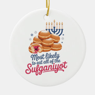 Adorno De Cerámica Más Propenso a Comer Todas las Sufganiyot Hanukkah