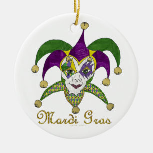 Adorno De Cerámica Máscara de Bufones de Mardi Gras Coloridos