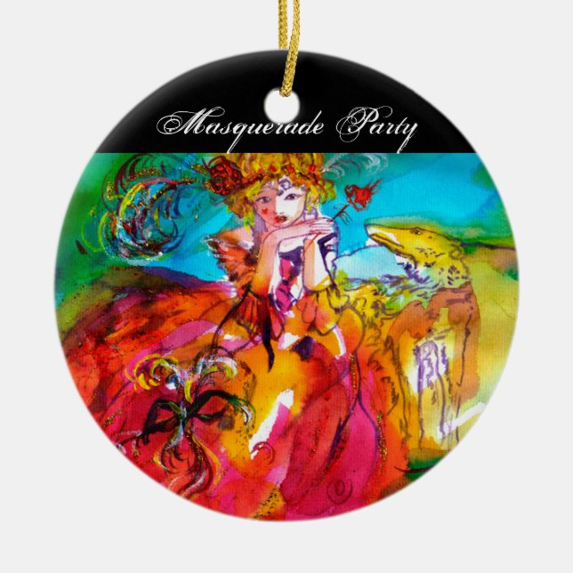 Adorno De Cerámica Máscara de carnaval de MIRANDOLINA / Veneciana (Frente)