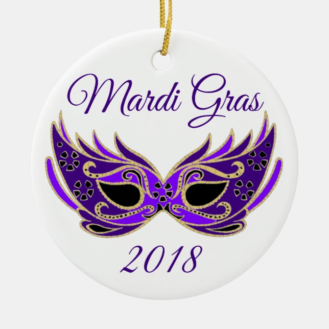 Adorno De Cerámica Máscara de Mardi Gras 2018 (Frente)
