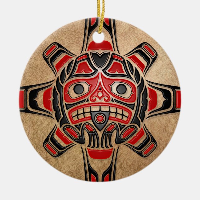 Adorno De Cerámica Máscara de Sun del Haida (Frente)