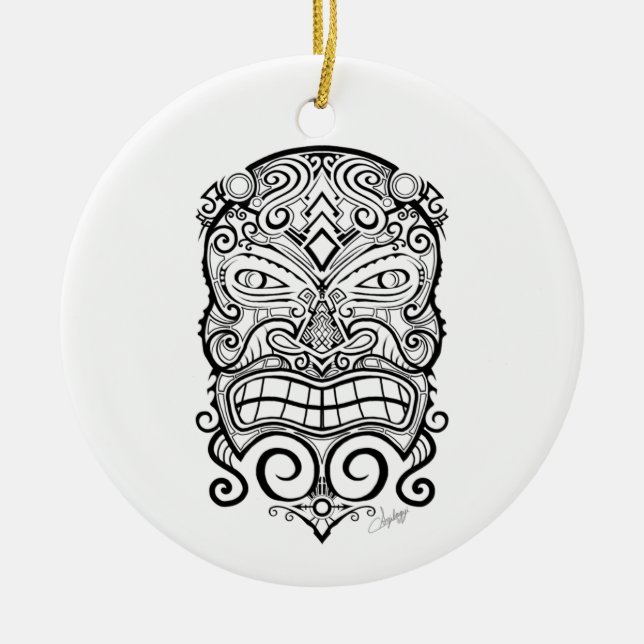 Adorno De Cerámica Máscara de Tiki (Frente)