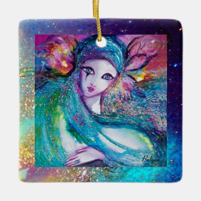 Adorno De Cerámica MÁSCARA EN AZUL, Monograma (Anverso)