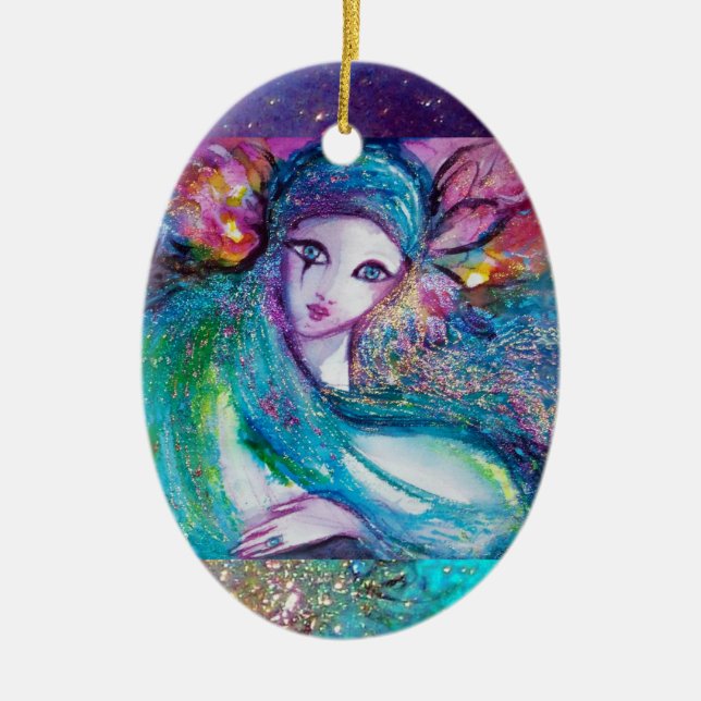 Adorno De Cerámica MÁSCARA EN AZUL, Monograma (Frente)