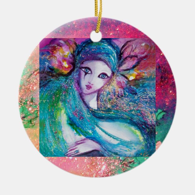 Adorno De Cerámica MÁSCARA EN AZUL, Monograma (Frente)