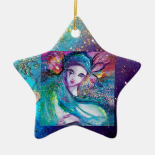 Adorno De Cerámica MÁSCARA EN AZUL, Monograma Estrella