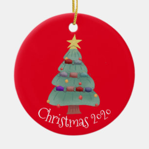 Adorno De Cerámica Máscara facial de Navidad Árbol Covid 2020