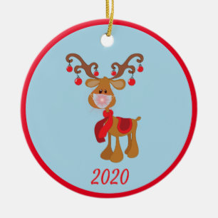 Adorno De Cerámica Máscara Facial Navideña Rudolph El Reno 2020