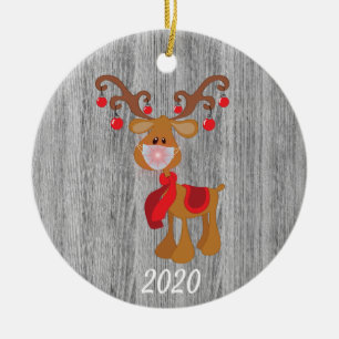 Adorno De Cerámica Máscara Facial Navideña Rudolph Reno 2020 Madera