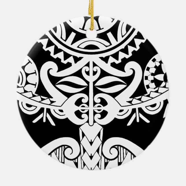 Adorno De Cerámica Máscara polinesia tribal negra pesada intrépida (Atrás)