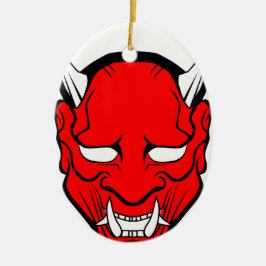 Adorno De Cerámica Máscara Roja Japonesa Hannya