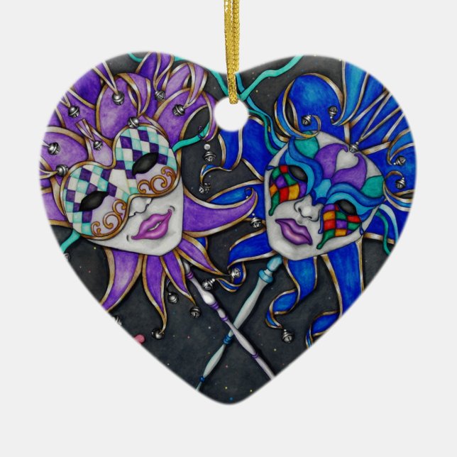 Adorno De Cerámica Máscaras de Jester de Comedia/Tragedia (Frente)