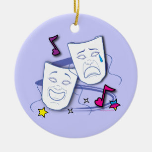 Adorno De Cerámica Máscaras estilizadas del drama de la comedia y de