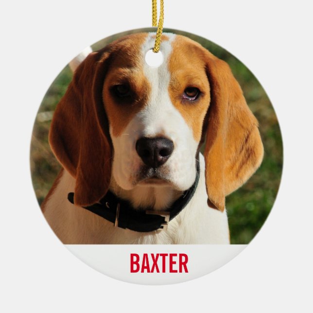 Adorno De Cerámica Mascota Beagle Dog Photo Personalizada (Frente)