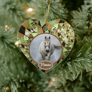 Adorno De Cerámica Mascota de caballos personalizado nombre de foto d