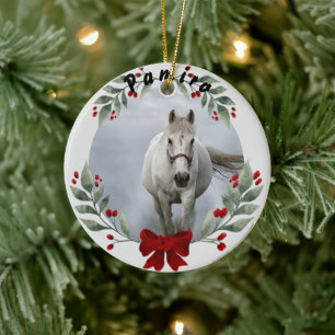 Adorno De Cerámica Mascota de caballos personalizado nombre de foto d