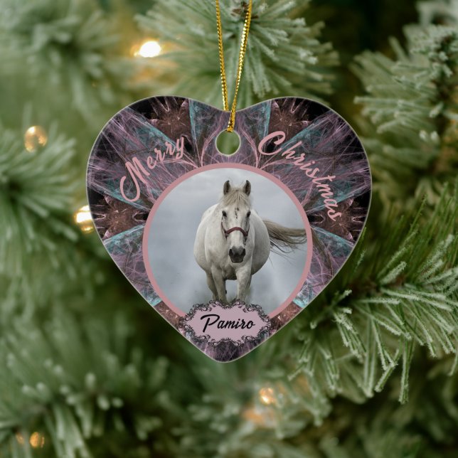 Adorno De Cerámica Mascota de caballos personalizado nombre de foto d (Árbol)