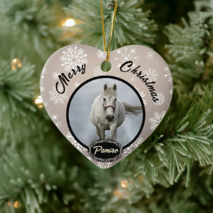 Adorno De Cerámica Mascota de caballos personalizado nombre de foto d