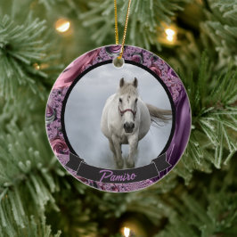 Adorno De Cerámica Mascota de caballos personalizado nombre de foto d