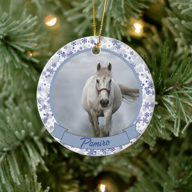 Adorno De Cerámica Mascota de caballos personalizado nombre de foto d (Árbol)