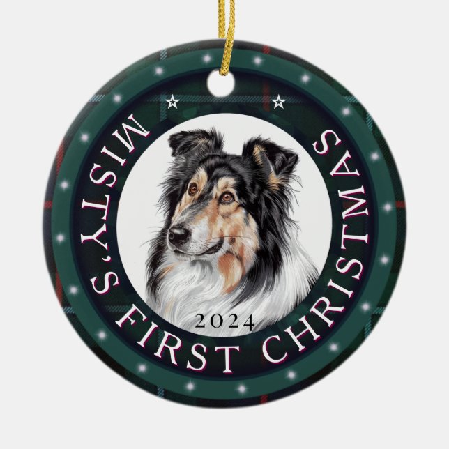 Adorno De Cerámica Mascota de circulo cerámico personalizado navidad  (Frente)