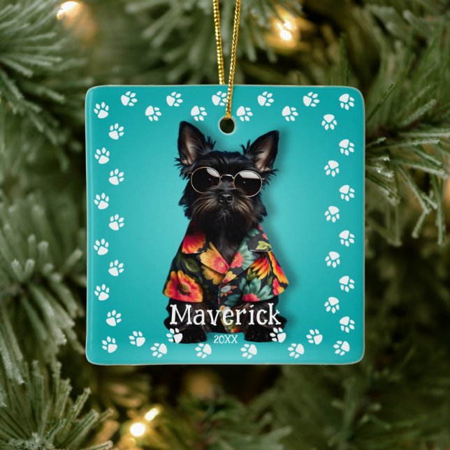 Adorno De Cerámica Mascota de Cute Schnauzer (Árbol)