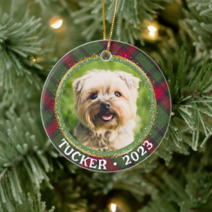 Adorno De Cerámica Mascota de fotografía personalizado Nombre Año Orn
