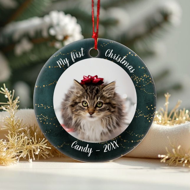 Adorno De Cerámica Mascota de gato primera foto de Navidad Árboles de (Subido por el creador)