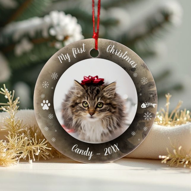 Adorno De Cerámica Mascota de gato primera foto de Navidad Impresión  (Subido por el creador)