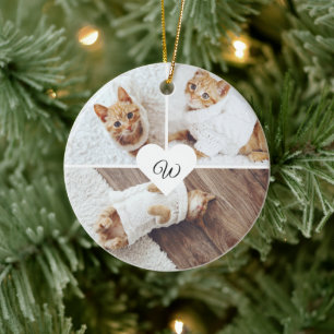 Adorno De Cerámica Mascota de Navidades modernos Monograma tres Colla