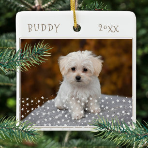 Adorno De Cerámica Mascota de Perro Cute 2 fotos Navidades del patrón