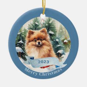 Adorno De Cerámica Mascota de Perro de Arte de Pomerania