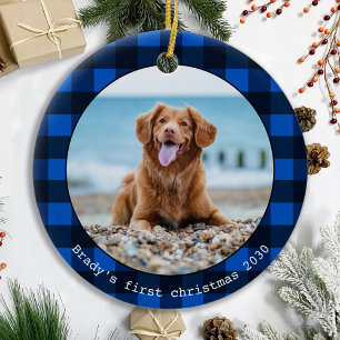 Adorno De Cerámica Mascota de perro personalizado Foto Navidades de e