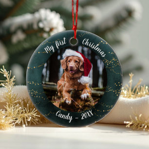 Adorno De Cerámica Mascota de perro primera foto de Navidad Árboles d