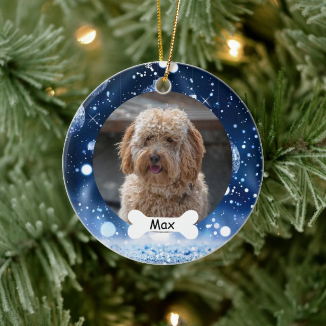 Adorno De Cerámica Mascota de Personalizado de la Marina foto de perr (Árbol)