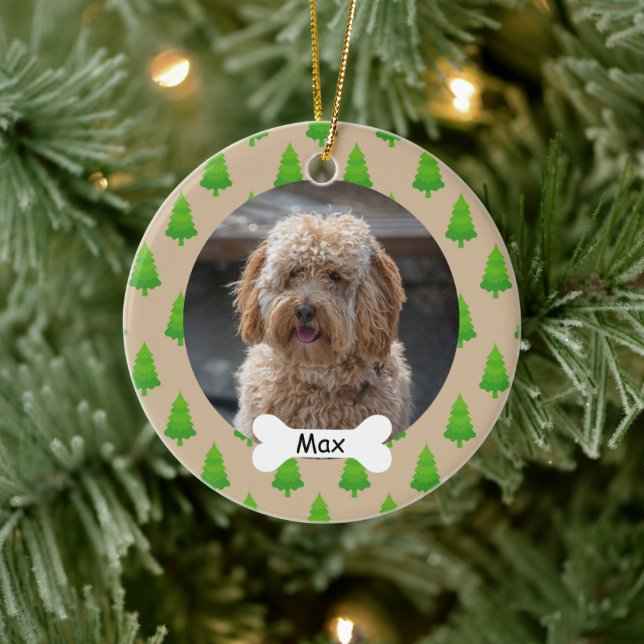 Adorno De Cerámica Mascota de Personalizado de Navidad foto de perro  (Árbol)