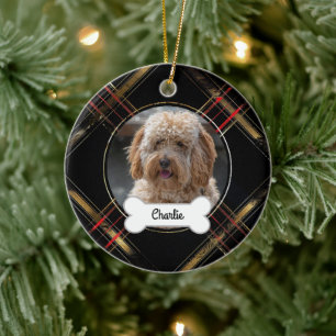 Adorno De Cerámica Mascota de Personalizado de oro negro foto de perr