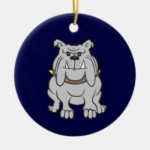 Adorno De Cerámica Mascota del bulldog en azul