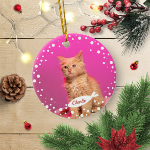 Adorno De Cerámica Mascota del gato Keepsake Navidades foto simple