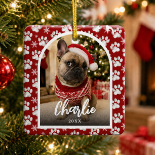 Adorno De Cerámica Mascota Divertida Foto Navidad 2 
