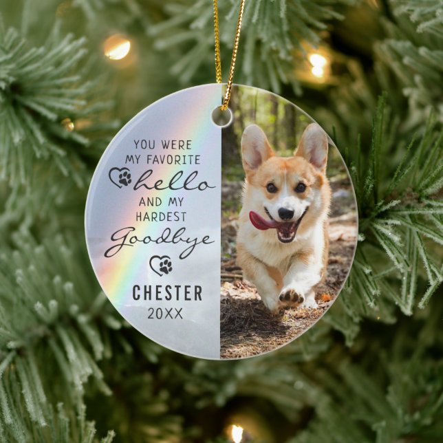 Adorno De Cerámica Mascota Dog Memorial Favorito Hola Foto Arcoiris (Árbol)