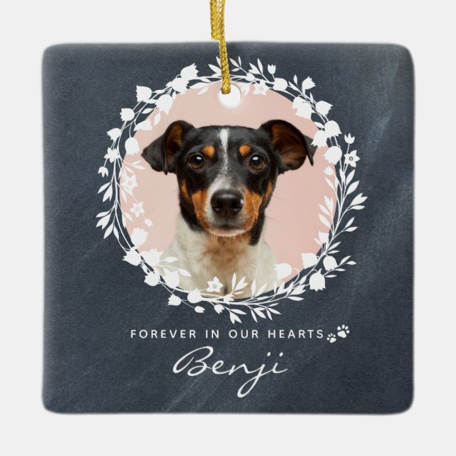 Adorno De Cerámica Mascota en memoria de perro personalizado perdió W (Anverso)