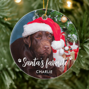Adorno De Cerámica Mascota favorita de Santa Claus, Navidades de foto