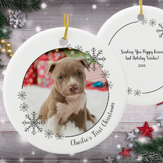 Adorno De Cerámica Mascota fotográfico Primera Navidad
