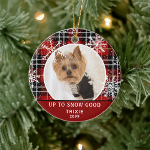 Adorno De Cerámica Mascota Gracioso HASTA NIEVE BUENO FABRICADO Rojo