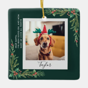 Adorno De Cerámica Mascota lindo guión de foto graciosos Navidades de