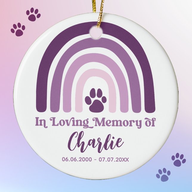 Adorno De Cerámica Mascota Memorial Photo Keepsake (The Pet Memorial Photo Rainbow Keepsake Ornament is a heartfelt way to remember and honor your belov)