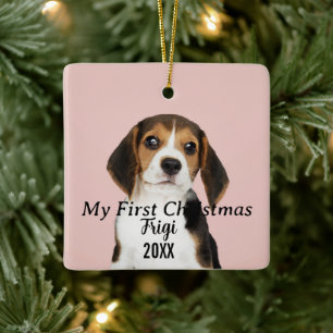 Adorno De Cerámica Mascota moderno Nombre del guión Primera Navidad 2
